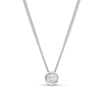 Small Rubover Diamond Pendant in White Gold