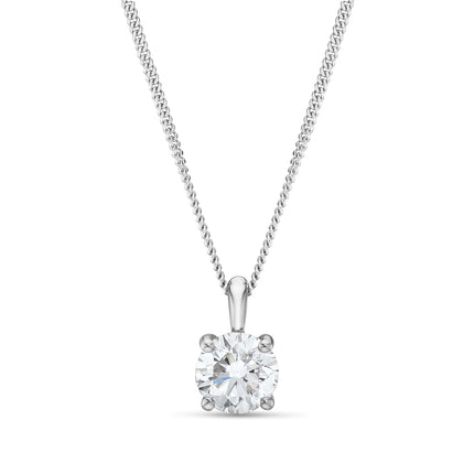 1ct Round Brilliant Cut Diamond Pendant in White Gold