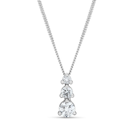 1ct Round Brilliant Cut Diamond Drop Pendant in White Gold