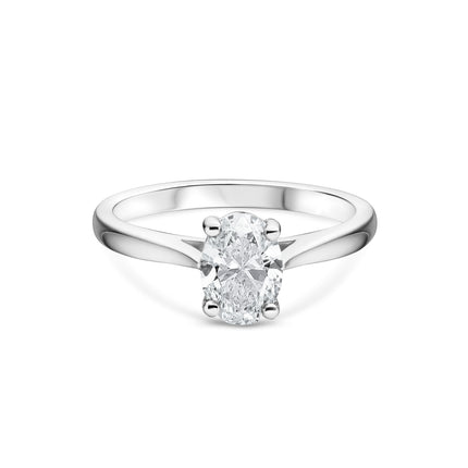 Oval Cut Solitaire Diamond Ring in Platinum