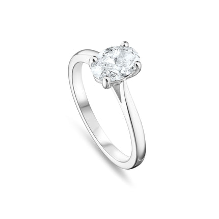 Oval Cut Solitaire Diamond Ring in Platinum