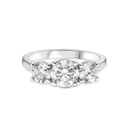 Round Brilliant Cut Diamond Trilogy Ring in Platinum