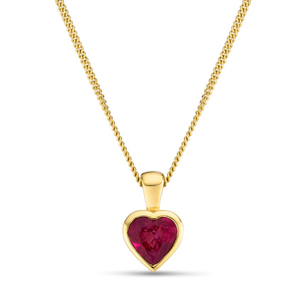 Heart Cut Ruby Pendant in Yellow Gold