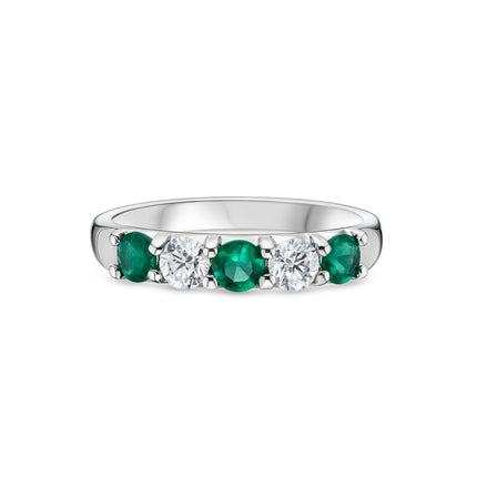 Emerald and Diamond Eternity Ring in Platinum