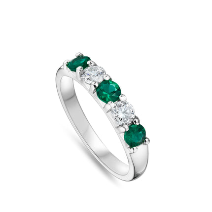 Emerald and Diamond Eternity Ring in Platinum