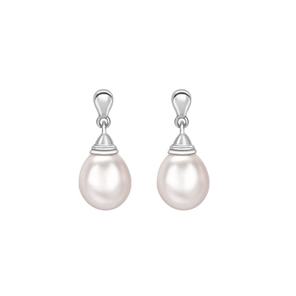 Pearl Drop Earrings in White gold