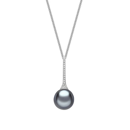 Tahitian Pearl and Diamond Pendant in White Gold