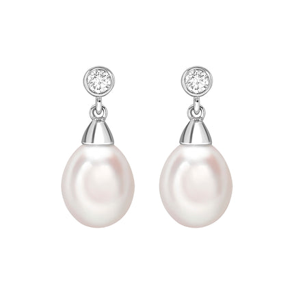 Akoya Pearl and Diamond Drop Earrings