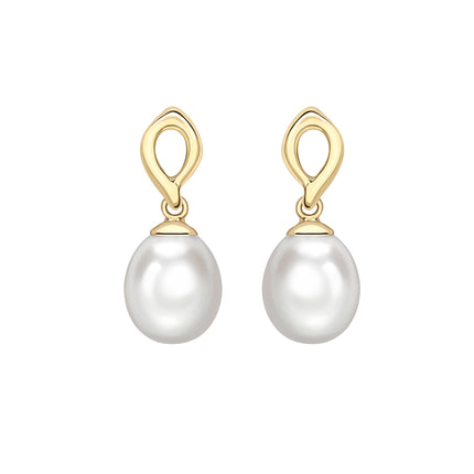 Pearl Drop Earrings in Yellow Gold