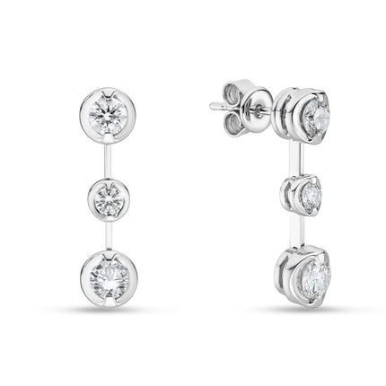 Round Brilliant Cut Diamond Drop Earrings in White Gold