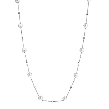 Pearl and Diamond Necklace in White Gold