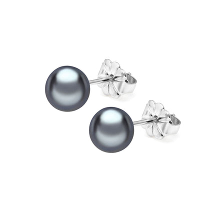 Tahitian Pearl Stud Earrings in White Gold