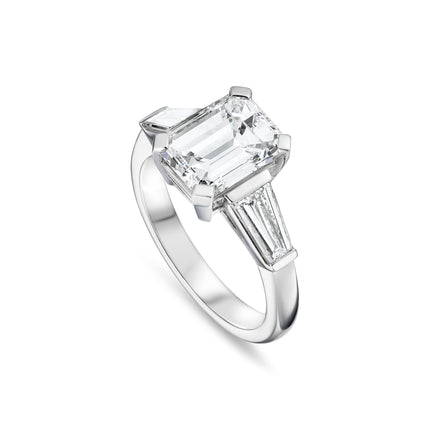 3.00ct Emerald Cut Diamond Trilogy Ring in Platinum