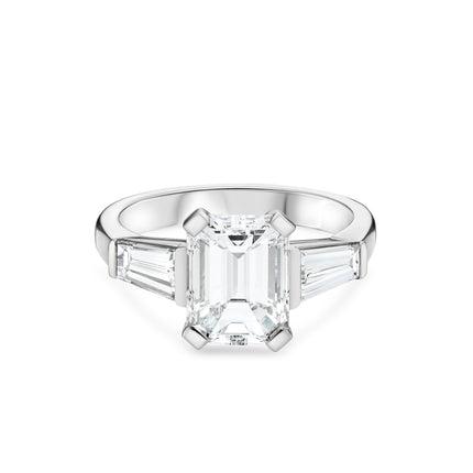 3.00ct Emerald Cut Diamond Trilogy Ring in Platinum