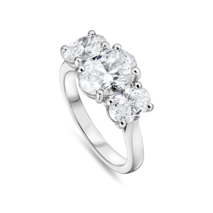 3.41ct Oval Diamond Trilogy Ring in Platinum