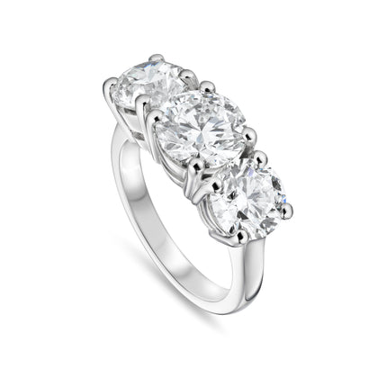 5.01ct Round Brilliant Cut Diamond Trilogy Ring in Platinum